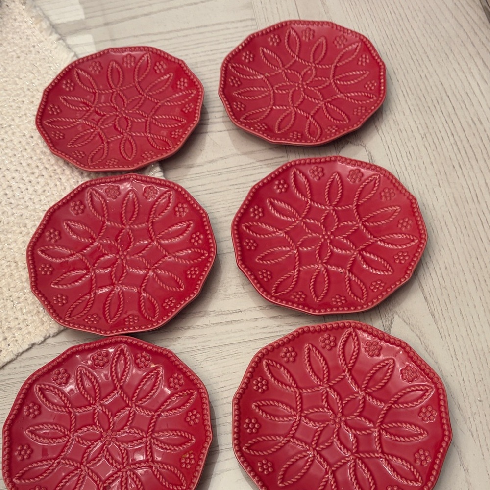 Food Network Red Floral Ceramic Coasters Set